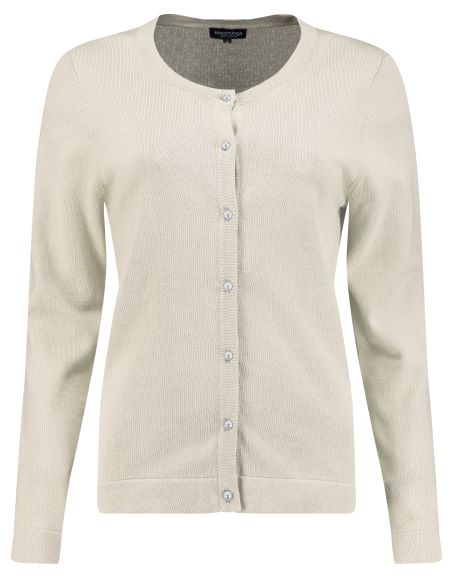Load image into Gallery viewer, Bloomings Crew neck cardigan pearl button SLK20-8086 103M Sandshell Mel
