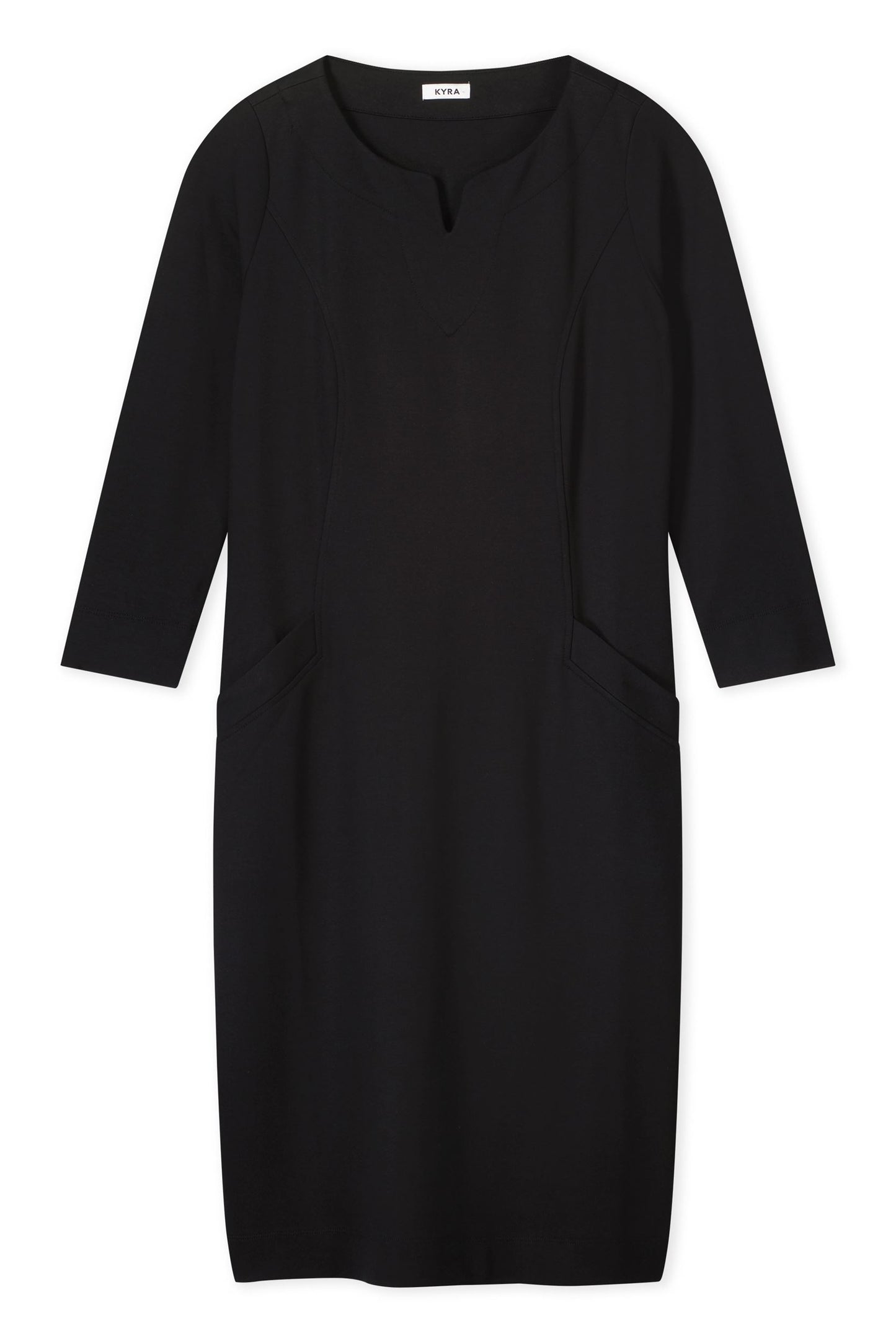 Laad de afbeelding in de Gallery-viewer, Kyra dress fitted vi interlock jersey Amarens-w22 900 black

