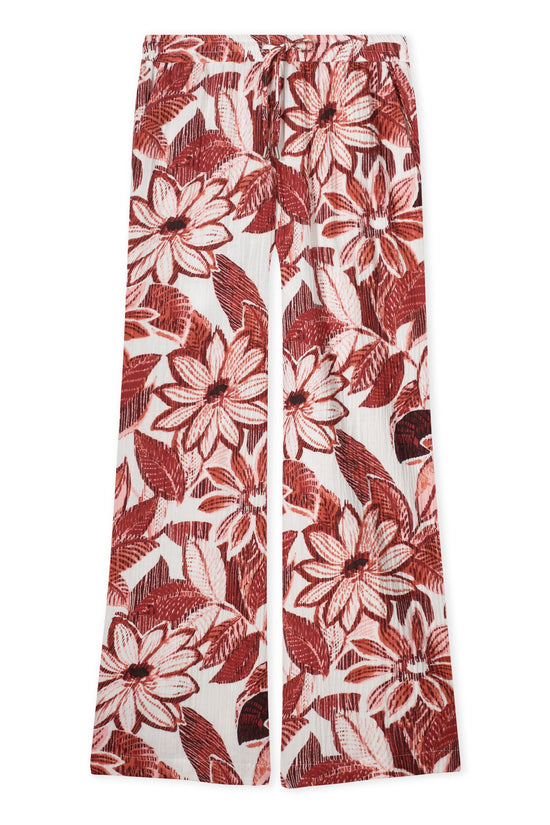 Kyra trousers flower  Linza 517 wine red