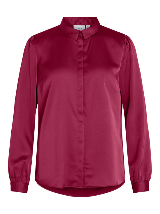 Vila Vielette satin shirt 14063320 Beet Red