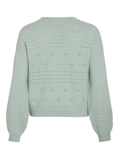 Vila Viril L/S O-neck Pointelle knit top 14101222 Silt Green