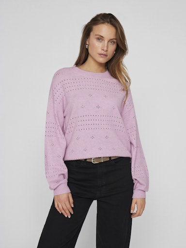 Vila Viril L/S O-neck Pointelle knit top 14101222 Winsome Orchid